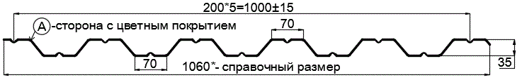 Фото: Профнастил НС35 х 1000 - A (ПЭ-01-1015-0.45) в Реутове