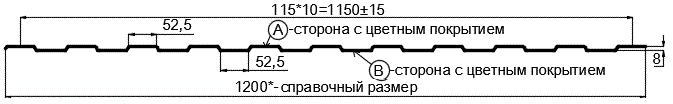 Фото: Профнастил С8 х 1150 - B Двусторонний (ПЭ_Д-01-8017-0.4±0.08мм) в Реутове